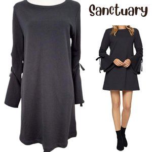 SANCTUARY Giovanna Casual Comfy Black Bell-Sleeve Sweatshirt Dress - Women's M